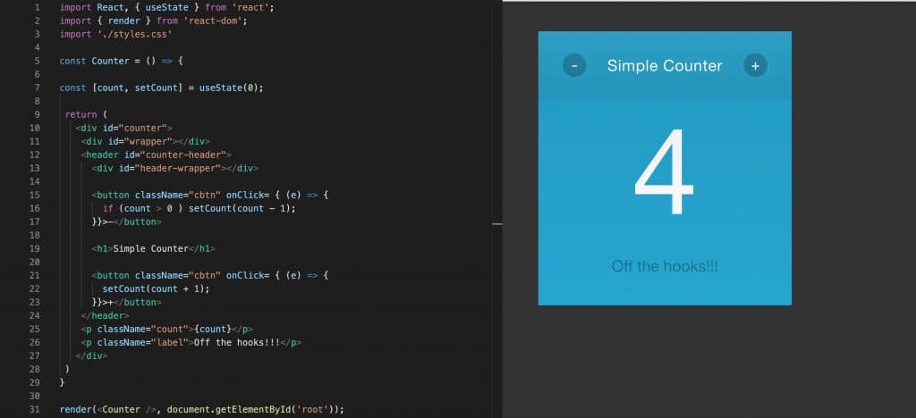 How to build a simple counter and a vending machine app with React hooks